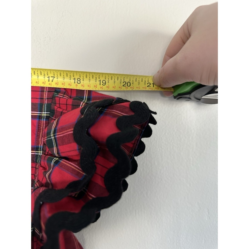 Red Tartan Plaid Frontier Dress 100% Cotton Tiered Ruffled Scottish Mountain - Picture 15 of 16